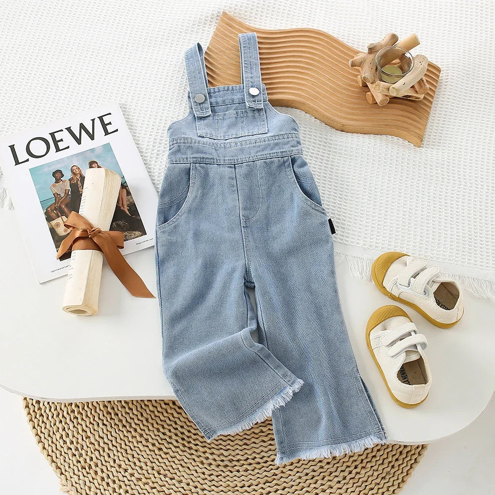 Children's Clothing Sets Long-sleeved T-shirt + Bow Suspenders Jeans Kids Clothes Girls Baby Girl Outfit Set for 2 To 6 Years