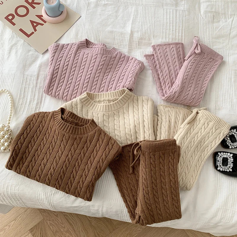 Kids Clothes Autumn Winter Girls Warm Clothes Boys Solid Color Knitted Trousers 1-8 Years Old Children Leisure Trousers Pants