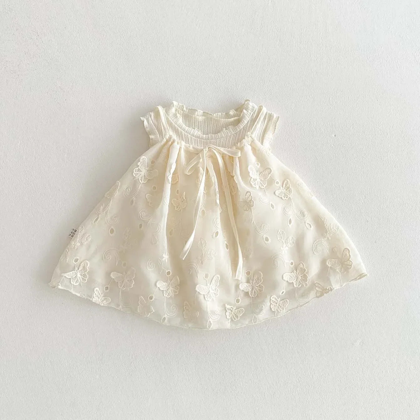 Girls' Korean Version Summer New 2025 Cute Bow Suspender Doll Shirt, Children's Stylish Embroidered Sweet Top