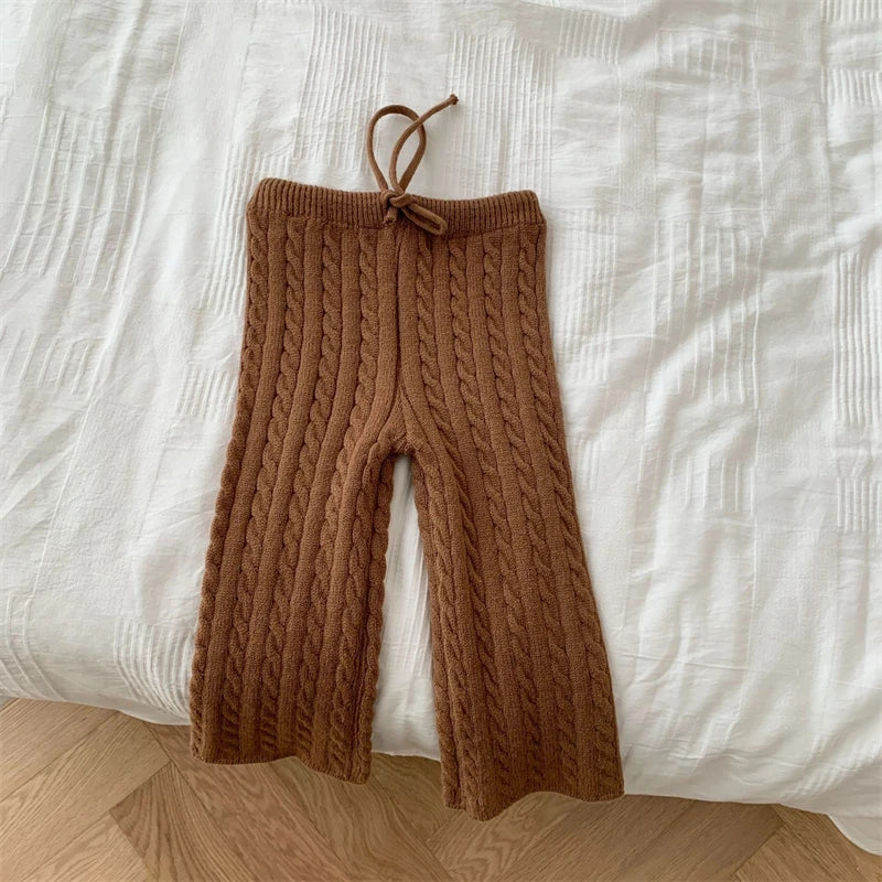 Kids Clothes Autumn Winter Girls Warm Clothes Boys Solid Color Knitted Trousers 1-8 Years Old Children Leisure Trousers Pants