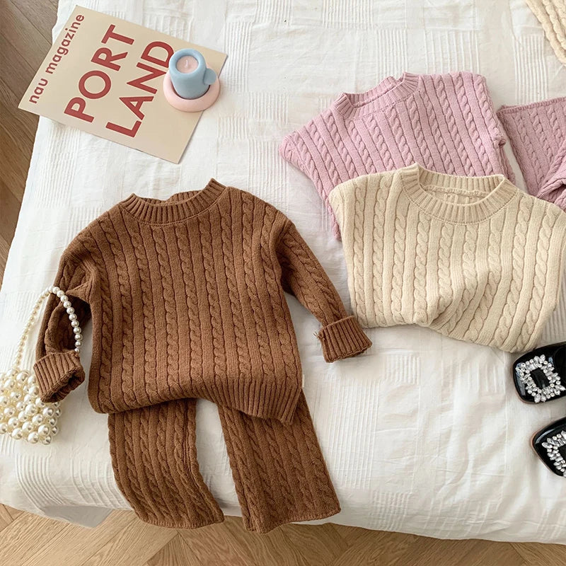 Kids Clothes Autumn Winter Girls Warm Clothes Boys Solid Color Knitted Trousers 1-8 Years Old Children Leisure Trousers Pants