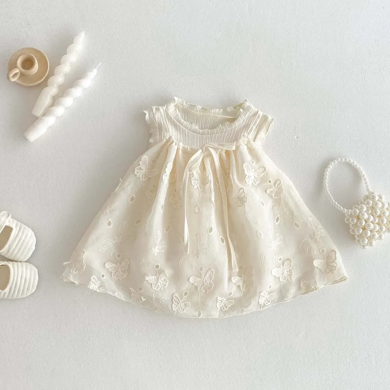 Girls' Korean Version Summer New 2025 Cute Bow Suspender Doll Shirt, Children's Stylish Embroidered Sweet Top