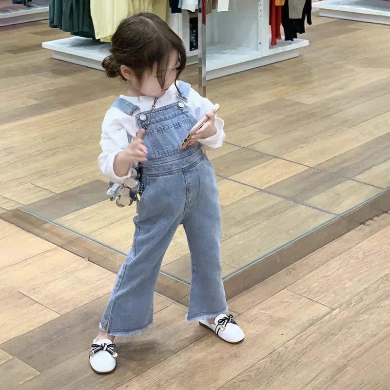 Children's Clothing Sets Long-sleeved T-shirt + Bow Suspenders Jeans Kids Clothes Girls Baby Girl Outfit Set for 2 To 6 Years