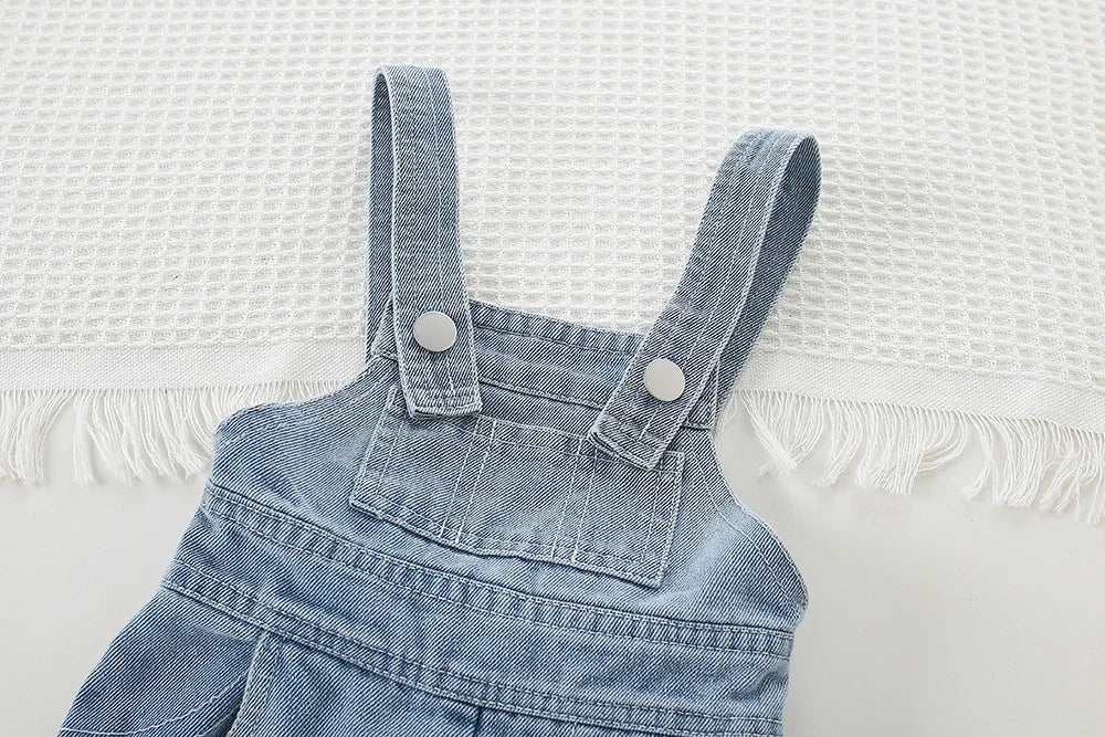 Children's Clothing Sets Long-sleeved T-shirt + Bow Suspenders Jeans Kids Clothes Girls Baby Girl Outfit Set for 2 To 6 Years